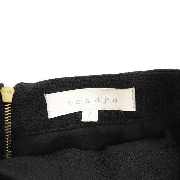 SANDRO BLACK WOOL BLEND FRONT OVERSIZED BOW FORMAL PENCIL SKIRT - M - Picture 5 of 8